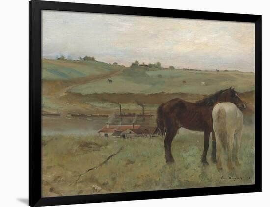 Horses in a Meadow, 1871-Edgar Degas-Framed Premium Giclee Print