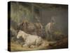 Horses in a Stable, 1791 (Oil on Canvas)-George Morland-Stretched Canvas