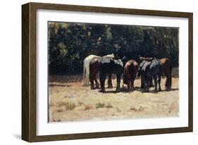 Horses in Sun, Circa 1880-Giovanni Fattori-Framed Giclee Print