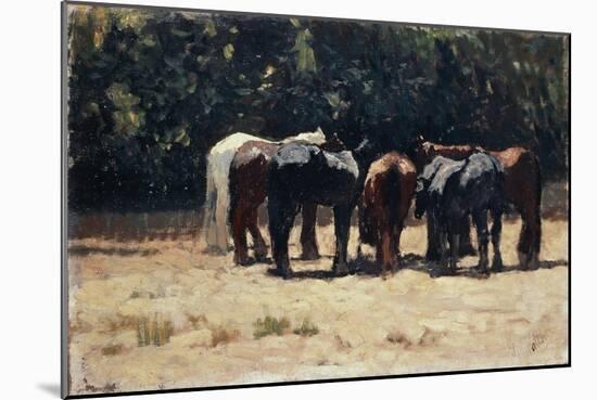 Horses in Sun, Circa 1880-Giovanni Fattori-Mounted Giclee Print