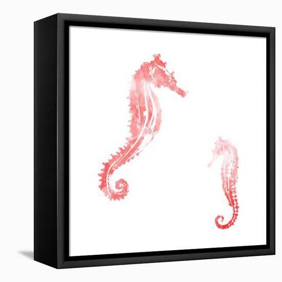 Horses In The Sea Coral-Milli Villa-Framed Stretched Canvas