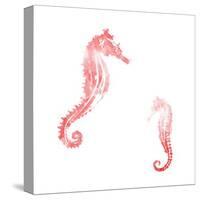 Horses In The Sea Coral-Milli Villa-Stretched Canvas