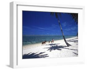 Horses on Beach, Tambua Sands Resort, Coral Coast, Fiji-David Wall-Framed Premium Photographic Print