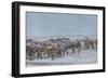 Horses outside during a Snowstorm.-Arctic-Images-Framed Photographic Print