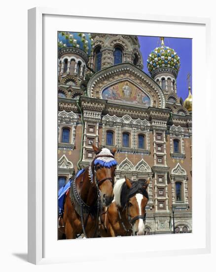 Horses Outside of the Church of the Spilled Blood, St. Petersburg, Russia-Kymri Wilt-Framed Photographic Print