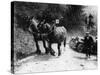 Horses Pulling an MG Up a Hill, C1936-null-Stretched Canvas