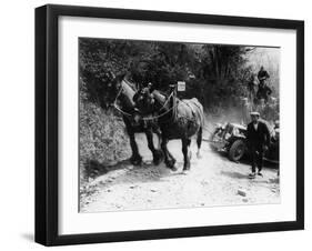 Horses Pulling an MG Up a Hill, C1936-null-Framed Photographic Print