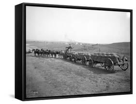 Horses Pulling Wheat Wagons, 1915-Ashael Curtis-Framed Stretched Canvas