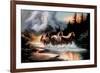 Horses Running in a River with a Native American Spirit-null-Framed Art Print