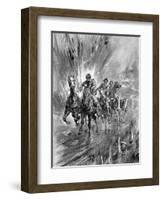 Horses Running the Gauntlet of the Guns, 1917-Howard K. Elcock-Framed Art Print