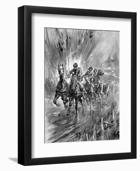 Horses Running the Gauntlet of the Guns, 1917-Howard K. Elcock-Framed Art Print