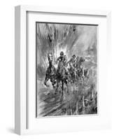 Horses Running the Gauntlet of the Guns, 1917-Howard K. Elcock-Framed Art Print