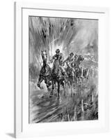 Horses Running the Gauntlet of the Guns, 1917-Howard K. Elcock-Framed Art Print