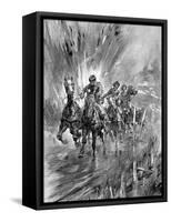 Horses Running the Gauntlet of the Guns, 1917-Howard K. Elcock-Framed Stretched Canvas