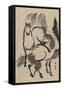 Horses under a Willow Tree.-Shunsen Katsukawa-Framed Stretched Canvas