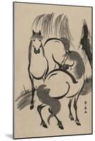 Horses under a Willow Tree.-Shunsen Katsukawa-Mounted Art Print