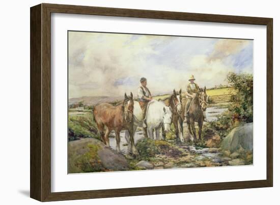 Horses Watering-Henry Meynell Rheam-Framed Giclee Print