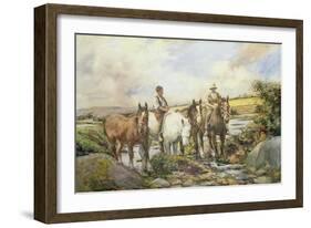 Horses Watering-Henry Meynell Rheam-Framed Giclee Print