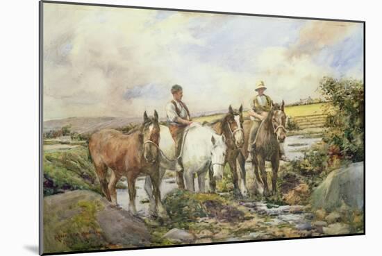 Horses Watering-Henry Meynell Rheam-Mounted Giclee Print