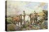 Horses Watering-Henry Meynell Rheam-Stretched Canvas