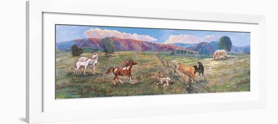 Horses with Fence in Pasture-Judy Mastrangelo-Framed Giclee Print