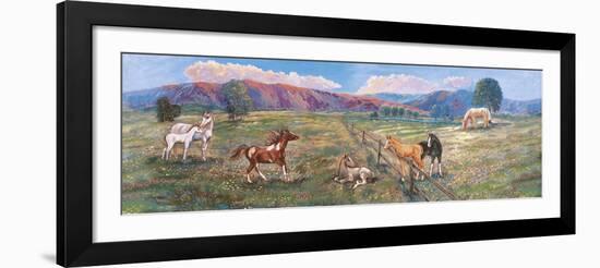 Horses with Fence in Pasture-Judy Mastrangelo-Framed Giclee Print