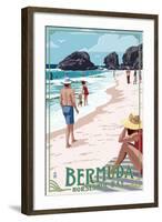 Horseshoe Bay Beach Scene - Bermuda-Lantern Press-Framed Art Print