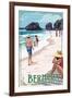 Horseshoe Bay Beach Scene - Bermuda-Lantern Press-Framed Art Print