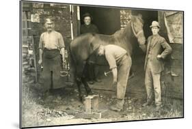 Horseshoeing at the Blacksmith-null-Mounted Art Print