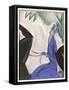 Horsewoman in a Vivid Blue Riding Habit and Top Hat and White Cravat-null-Framed Stretched Canvas