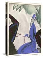 Horsewoman in a Vivid Blue Riding Habit and Top Hat and White Cravat-null-Stretched Canvas