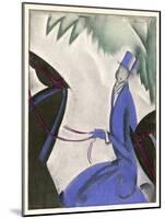 Horsewoman in a Vivid Blue Riding Habit and Top Hat and White Cravat-null-Mounted Art Print
