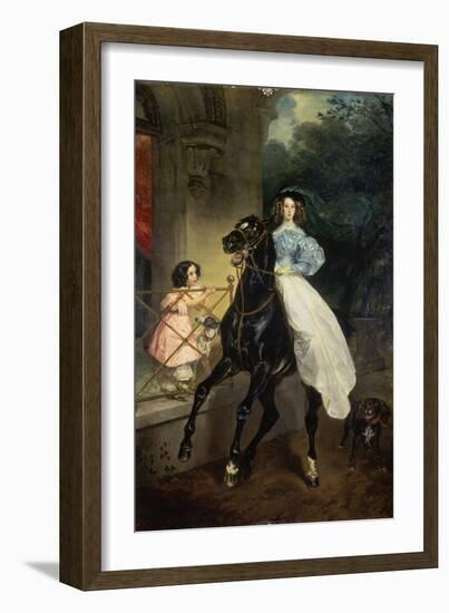 Horsewoman, Portrait of Giovanina and Amazillia Pacini, 1832-Karl Briullov-Framed Giclee Print