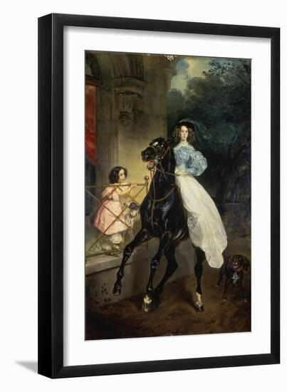 Horsewoman, Portrait of Giovanina and Amazillia Pacini, 1832-Karl Briullov-Framed Giclee Print