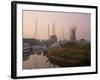 Horsey Wind Pump and Boats Moored on the Norfolk Broads at Dawn, Norfolk, England, United Kingdom-Miller John-Framed Photographic Print