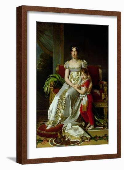 Hortense De Beauharnais (1783-1837) Queen of Holland and Her Son, Napoleon Charles Bonaparte-Francois Gerard-Framed Giclee Print