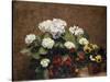 Hortensias and Stocks with Two Pots of Pansies, 1879-Henri Fantin-Latour-Stretched Canvas