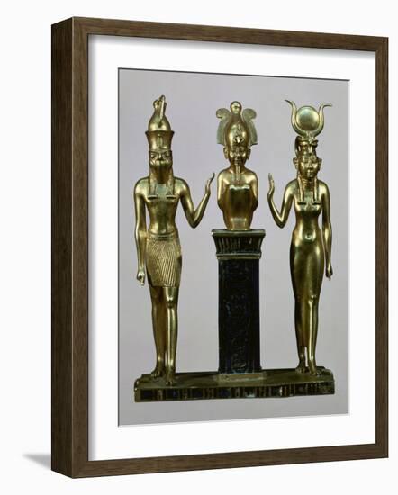 Horus and Isis to Either Side of Osiris upon a Column, Third Intermediate Period 985-715 BC-null-Framed Photographic Print