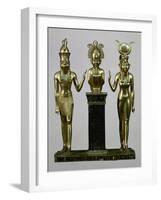 Horus and Isis to Either Side of Osiris upon a Column, Third Intermediate Period 985-715 BC-null-Framed Photographic Print