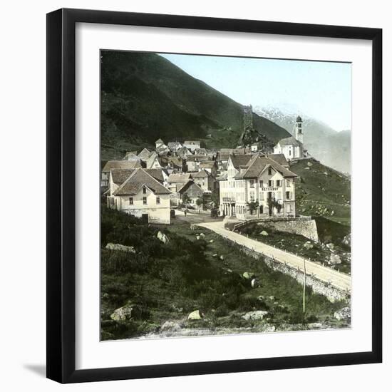 Hospital (Switzerland), the Village and the Road of the Saint-Gothard, Circa 1865-Leon, Levy et Fils-Framed Photographic Print