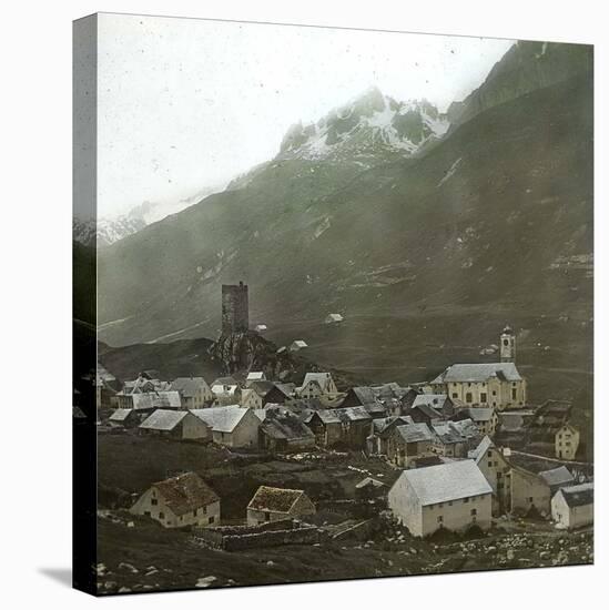 Hospital (Switzerland), the Village Near the Saint-Gothard Mountain Pass-Leon, Levy et Fils-Stretched Canvas