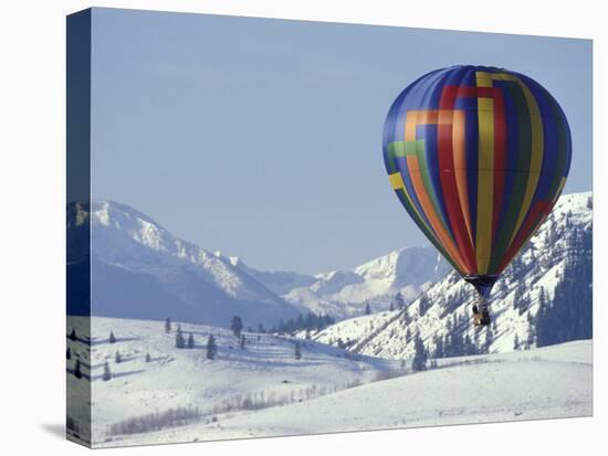 Hot Air Ballon and the North Cascade mountains, Methow Valley, Washington, USA-William Sutton-Stretched Canvas