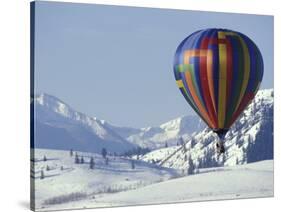 Hot Air Ballon and the North Cascade mountains, Methow Valley, Washington, USA-William Sutton-Stretched Canvas