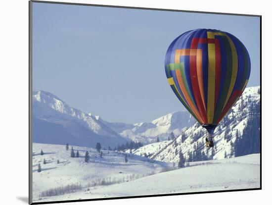 Hot Air Ballon and the North Cascade mountains, Methow Valley, Washington, USA-William Sutton-Mounted Premium Photographic Print