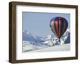 Hot Air Ballon and the North Cascade mountains, Methow Valley, Washington, USA-William Sutton-Framed Photographic Print