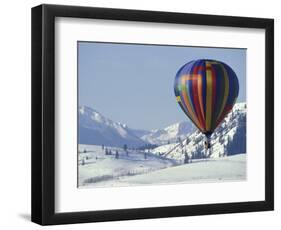 Hot Air Ballon and the North Cascade mountains, Methow Valley, Washington, USA-William Sutton-Framed Photographic Print