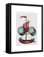 Hot Air Balloon Airship with Red Sail-Fab Funky-Framed Stretched Canvas