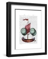 Hot Air Balloon Airship with Red Sail-Fab Funky-Framed Art Print