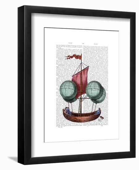 Hot Air Balloon Airship with Red Sail-Fab Funky-Framed Art Print