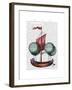 Hot Air Balloon Airship with Red Sail-Fab Funky-Framed Art Print